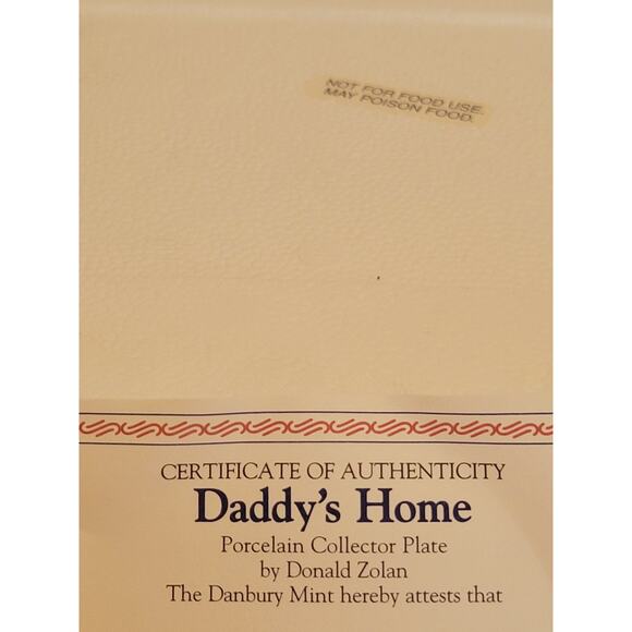 Vintage Danbury Mint Daddy's Home by Donald Zolan Plate w/ COA & Box #G3109 - Picture 10 of 14